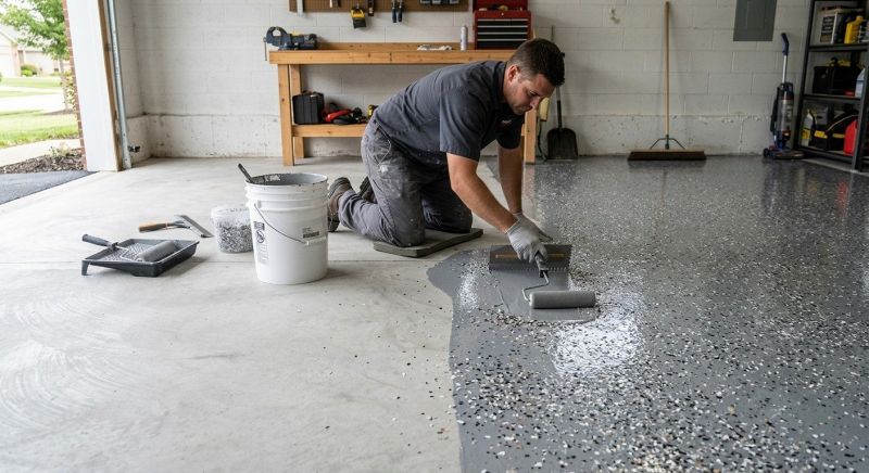 Speckled Garage Floor Painting in Loudoun County, VA