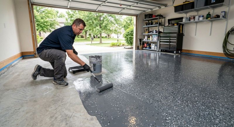 Speckled Garage Floor Painting in Annapolis, MD